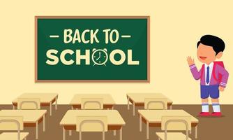 cartoon illustration of boy student back to school vector