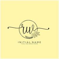 Initial RW feminine logo collections template. handwriting logo of initial signature, wedding, fashion, jewerly, boutique, floral and botanical with creative template for any company or business. vector