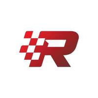 R letter logo design and racing flag vector