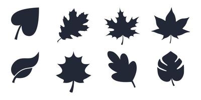 collection of silhouettes of autumn leaves blowing in the wind on a white background vector
