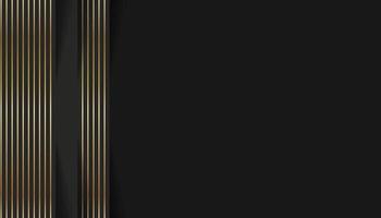 Abstract Black Color Background Overlapping Layers with Golden Lines. Dark Background with Luxury Style. Vector Illustration