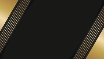 Abstract Black Color Background Overlapping Layers with Golden Lines. Dark Background with Luxury Style. Vector Illustration