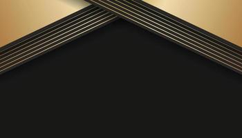 Abstract Black Color Background Overlapping Layers with Golden Lines. Dark Background with Luxury Style. Vector Illustration