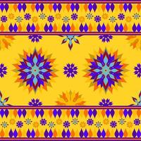 Orange yellow and blue geometric seamless pattern in vector illustration design for fabric, mat, scarf, carpet, wrapping paper, tile and more