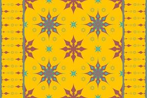 Geometric seamless pattern in red, cyan and yellow tone in vector illustration design for fabric, mat, scarf, carpet. tile and more