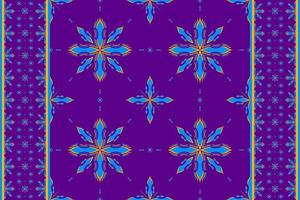 Ethnic folk geometric seamless pattern in Violet and blue tone in vector illustration design for fabric, mat, carpet, scarf, wrapping paper, tile and more