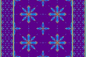 Ethnic folk geometric seamless pattern in Violet and blue tone in vector illustration design for fabric, mat, carpet, scarf, wrapping paper, tile and more