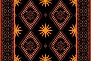 Ethnic folk geometric seamless pattern in red, black and yellow tone in vector illustration design for fabric, mat, carpet, scarf, wrapping paper, tile and more