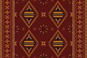 Ethnic folk geometric seamless pattern in red and yellow tone in vector illustration design for fabric, mat, carpet, scarf, wrapping paper, tile and more