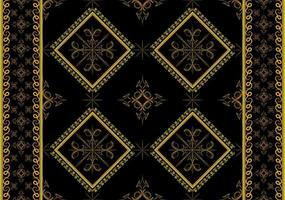 Ethnic symbol seamless pattern in black gold and green tone in vector illustration design for fabric, mat, wrapping paper, scarf, carpet, tile and more