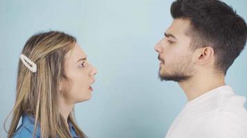 Married couple quarreling, arguing and not getting along. Severe incompatibility. The married couple who can't get along are constantly fighting, insulting each other and are unhappy. video