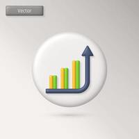 3D realistic vector dynamics icon. Trade Arrow. Chart of exchange prices. Growth and change in value. Exchange trading. 3D vector render illustration.