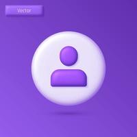 3D realistic vector user icon. User cartoon vector concept. 3d vector render illustration