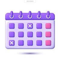 Realistic calendar icon. Vector planning concept. 3d vector illustration.