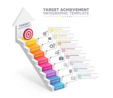 target achievement staircase infographic steps template background vector