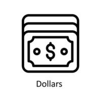 Dollars  Vector  Outline Icons. Simple stock illustration stock