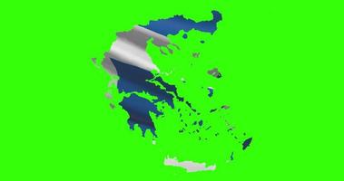 Greece country shape outline on green screen with national flag waving animation video