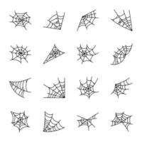 paquete de araña web diseños mano dibujado vectores