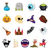 Flat color icons for Halloween. vector