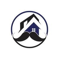 diseño de logotipo de vector de casa de bigote. concepto de diseño de logotipo de casa fuerte.