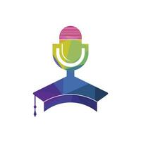 Graduate podcast logo icon symbol design. Education podcast logo concept. vector