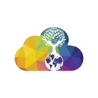 Globe and hand tree vector design. Nature and earth care concept.