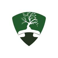 diseño de logotipo de vector de llamada de naturaleza. plantilla de diseño de icono de árbol de auricular.