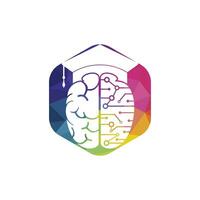 diseño de iconos de cerebro y gorra de graduación. diseño de logotipo educativo e institucional. vector