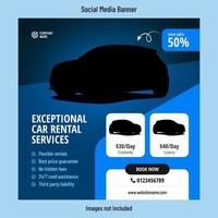 Car rental discount social media post banner template vector