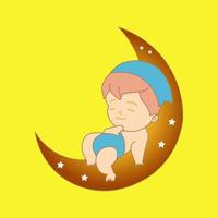baby child sleeping on the moon vector