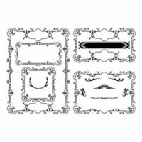 Vintage ornate seamless border vector set concept pattern in traditional style. curls and spirals ornament isolated on black background