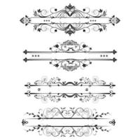 Vintage ornate seamless border vector set concept pattern in traditional style. curls and spirals ornament isolated on black background