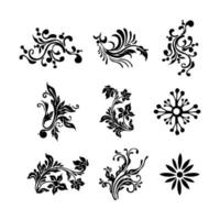 Vintage ornate seamless border vector set concept pattern in traditional style. curls and spirals ornament isolated on black background