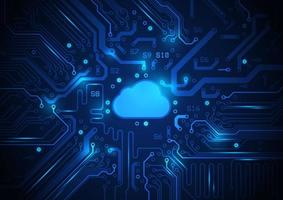 Circuit board. beam of bright blue light runs along a line. Data transfer. Cloud computing.Digital Technology concept. Vector illustration