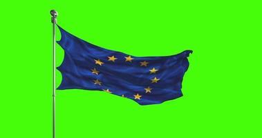 EU European Union flag waving on chroma key background video