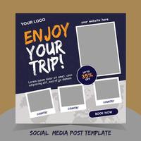 Travel or Vacation or Trip Social Media Post Template. Easy to Use. Fully Editable. vector