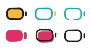 empty battery icon set with ink brush texture line style vector