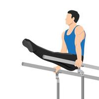 Young Gymnastics on parallel bars. Athlete in uniform vector