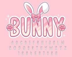 decorative bunny text effect vector design