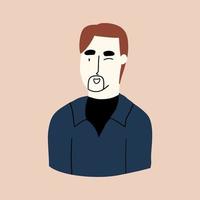 Man winks, portrait. Vector illustration in flat style