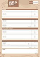 Hand Drawn Vector Budget Planner Template