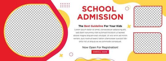 School Admission Banner Template with photo vector