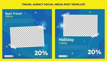 Travel agency social media post template vector