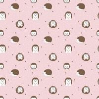 Seamless background pattern with cute hedgehog vector