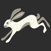 White hare in a jump. Vector illustration