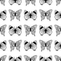 Seamless pattern with doodle butterflies. Hand drawn vector background with insects, line illustration, entomological collection