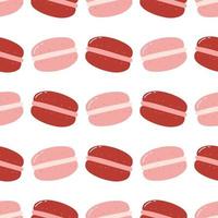 Seamless pattern with macaroon cookies. Flat vector background of sweet dessert, pastry food