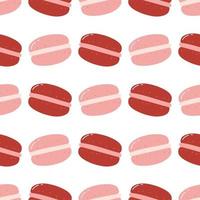 Seamless pattern with macaroon cookies. Flat vector background of sweet dessert, pastry food