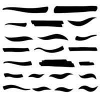 Set of swash hand drawn brush lines, underlines. Vector collection of calligraphic elements in doodle style. Swirl swoosh brushstroke.