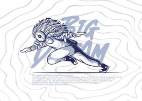 running male manga character illustration vector icon, flat cartoon style.